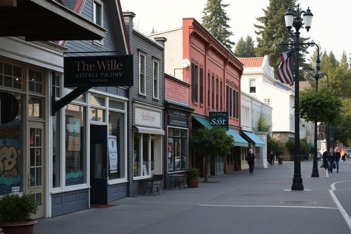 Heritage main street shopfronts in Chemainus, British Columbia
